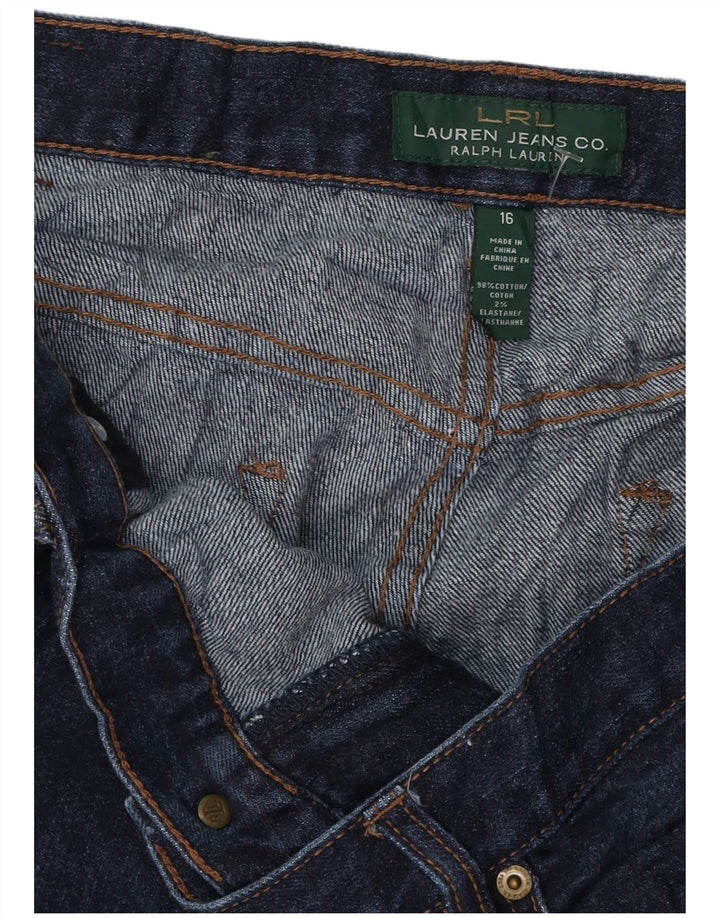 Jeans capri feminino RALPH LAUREN EUA 16 2XL W38 L21 algodão azul marinho