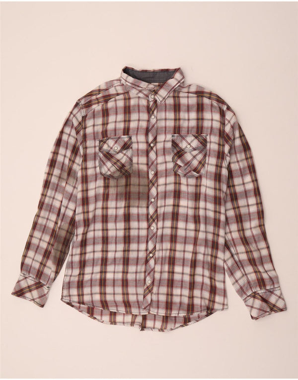 Camisa masculina de flanela xadrez BKE XL algodão xadrez Borgonha