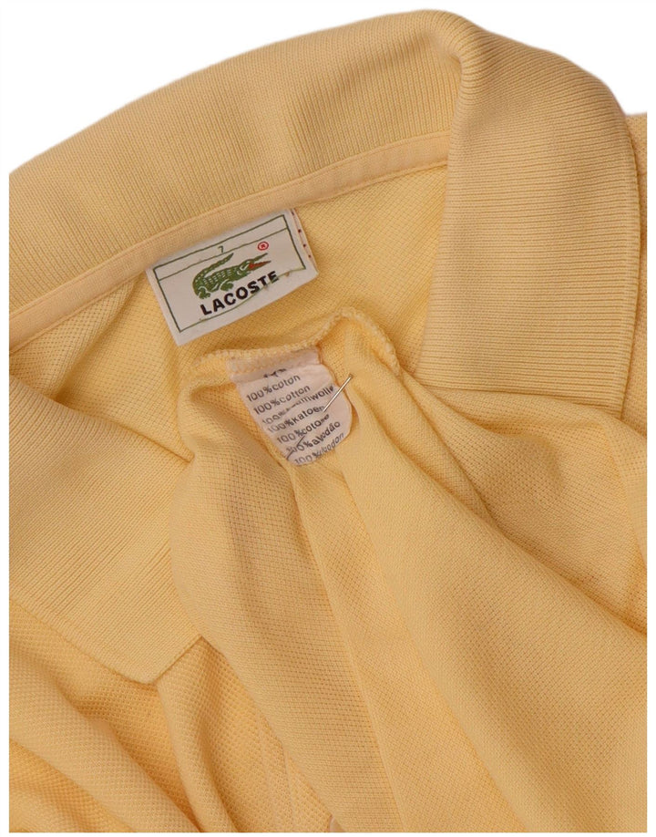 Camisa polo masculina de manga comprida Lacoste tamanho 7 2XL algodão amarelo