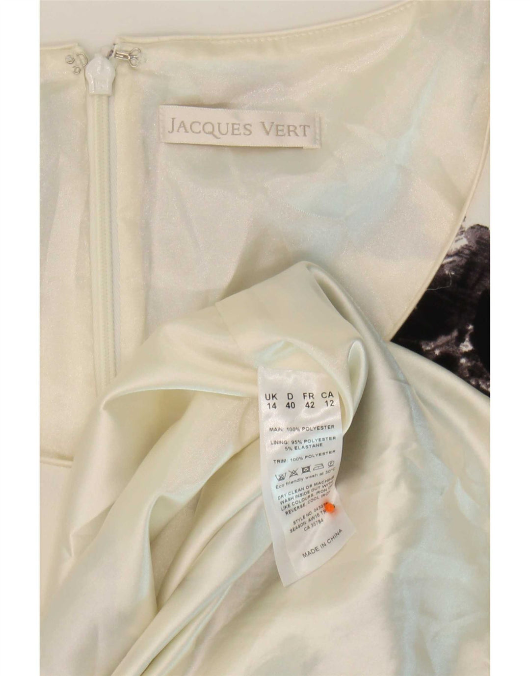 Vestido bainha feminino Jacques Vert Reino Unido 14 grande poliéster floral branco