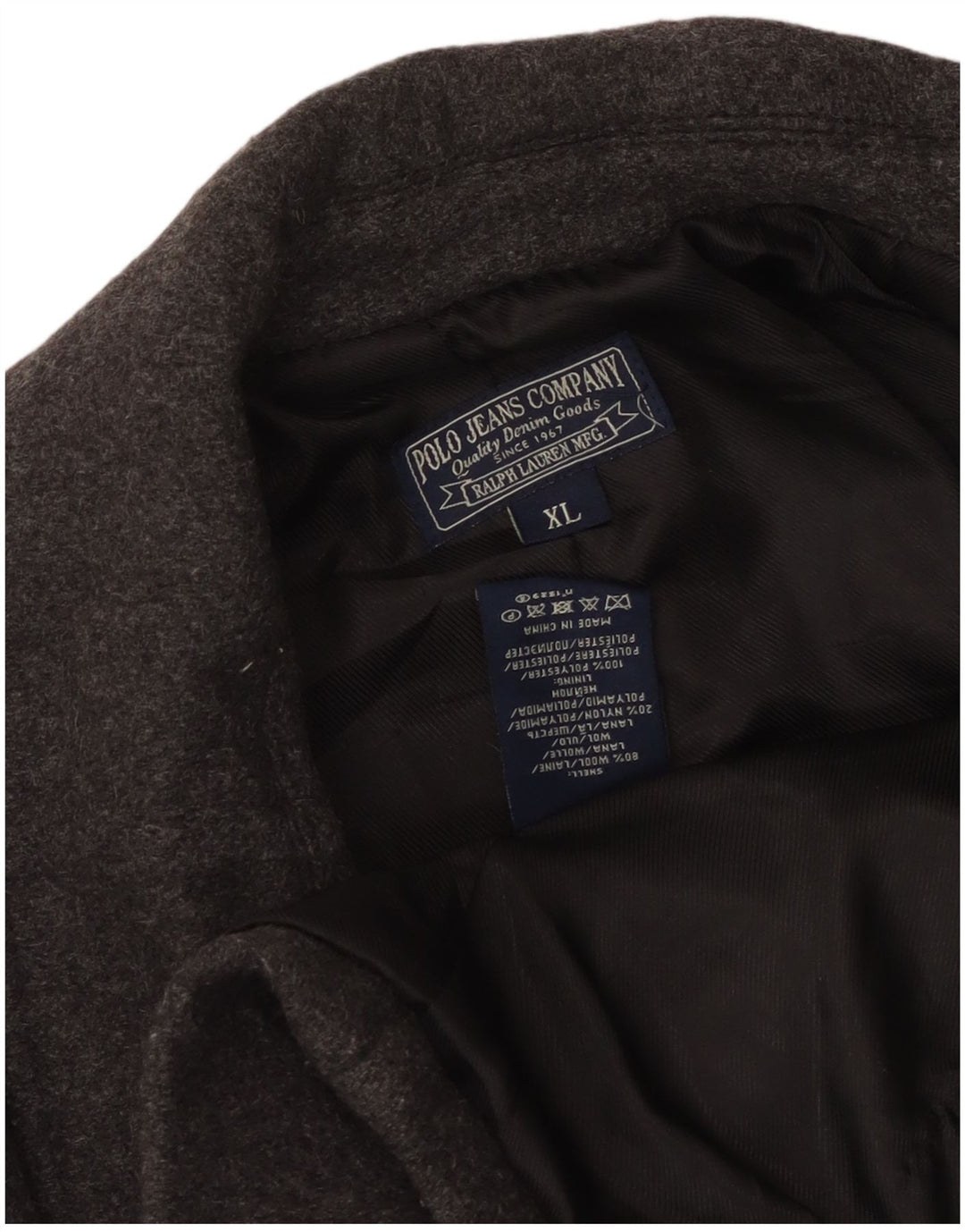 Polo Ralph Lauren Casaco Pea Feminino UK 18 XL Lã Cinza