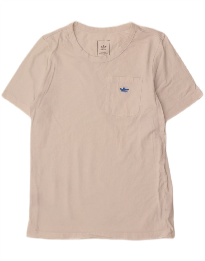 ADIDAS Mens T-Shirt Top Pequeno Algodão Branco