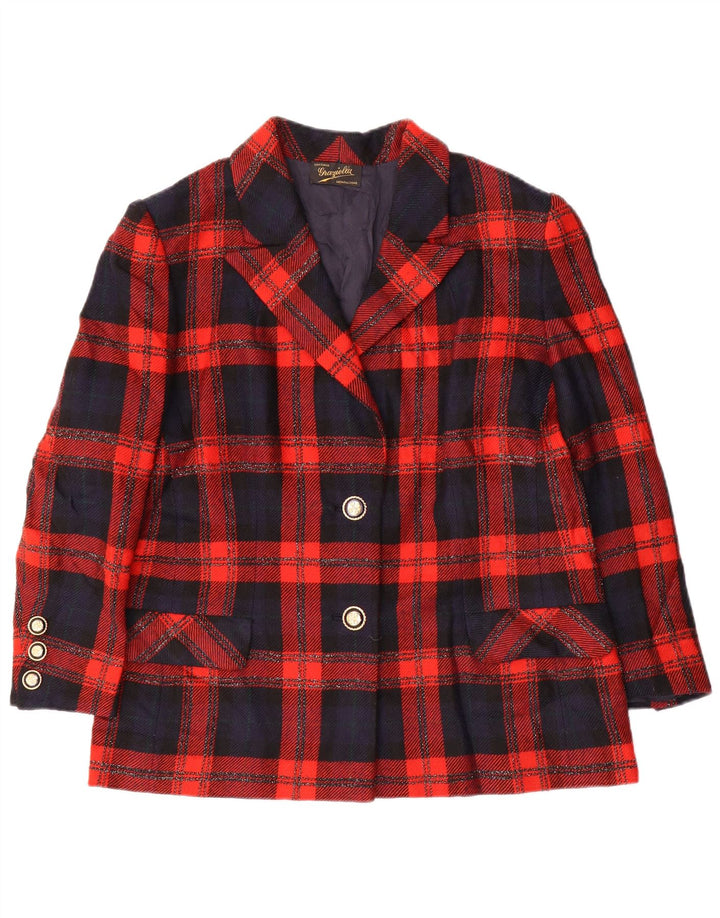 Jaqueta blazer feminina Graziella com 2 botões Reino Unido 16 xadrez vermelho grande