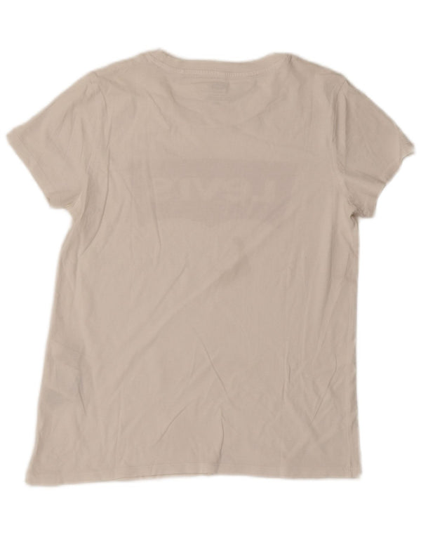 Camiseta feminina gráfica Levi's Top UK 10 pequeno algodão branco