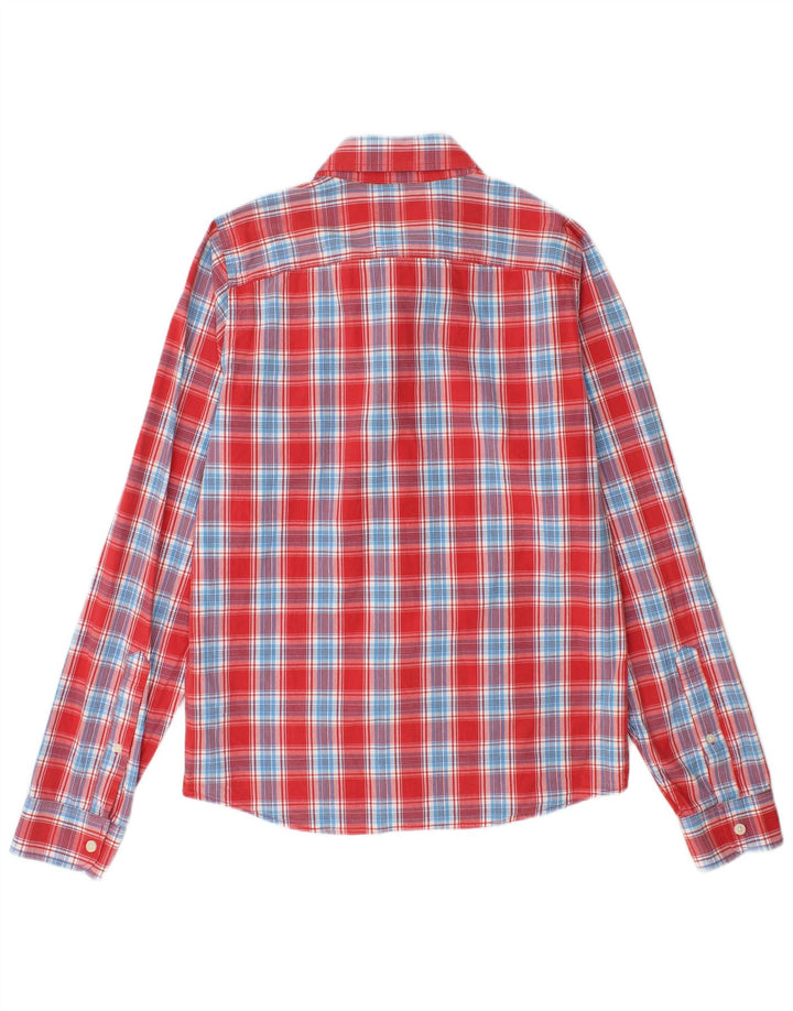 Camisa masculina HOLLISTER de algodão xadrez vermelho médio