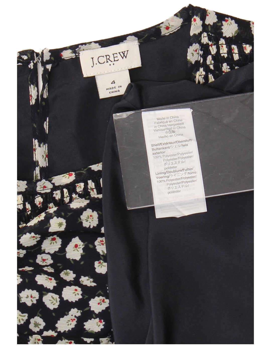 Blusa feminina de manga comprida J. CREW EUA 4 pequena azul marinho floral