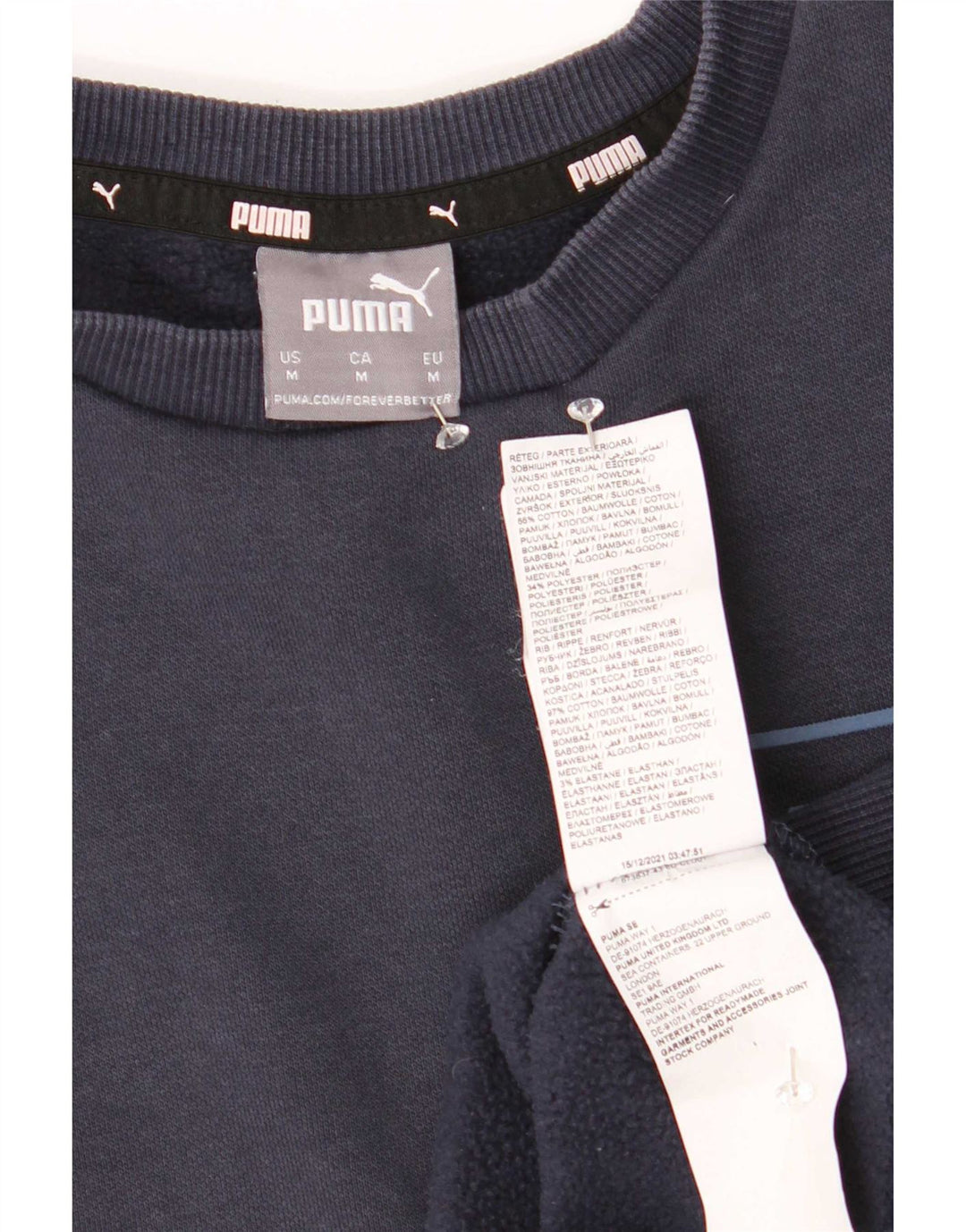 Puma moletom masculino jumper médio azul marinho algodão