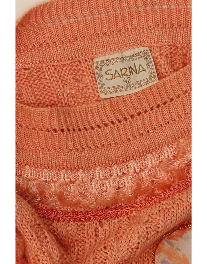 Suéter feminino vintage com gola canoa e gola redonda IT 42 laranja médio