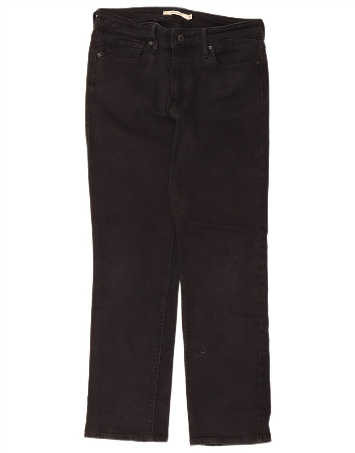 Calça jeans feminina Levi's 714 Straight W29 L30 algodão preto