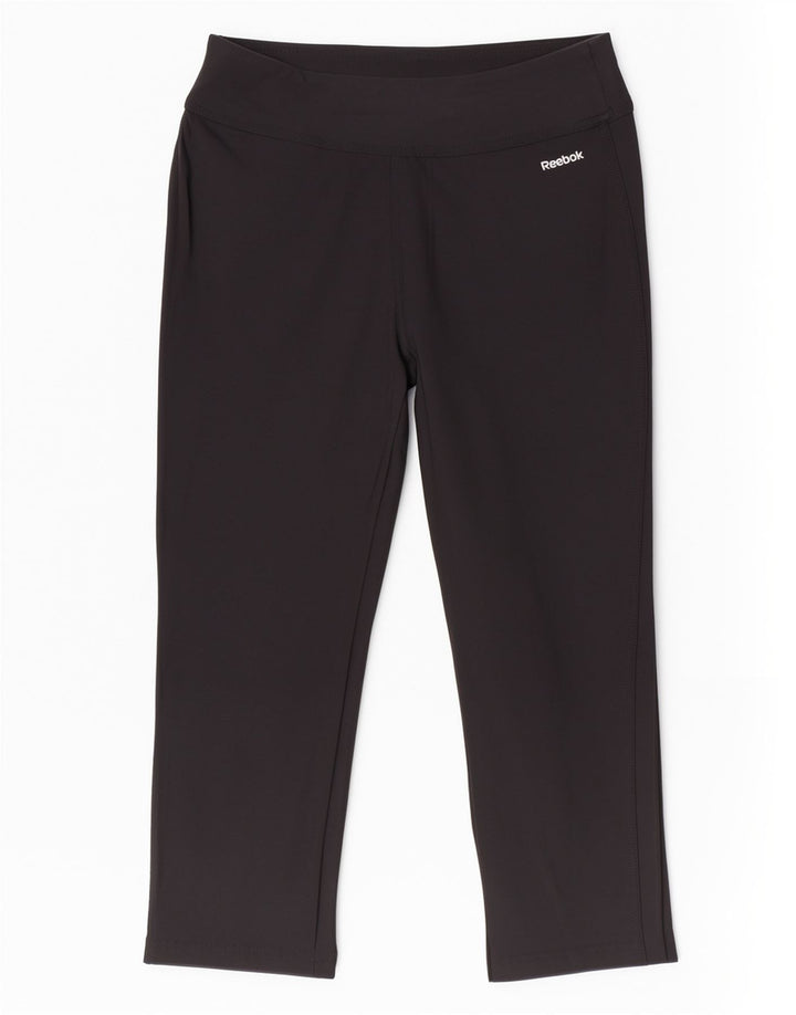 Reebok Mulher Capri Calças De Treino UK 12 Médio Preto