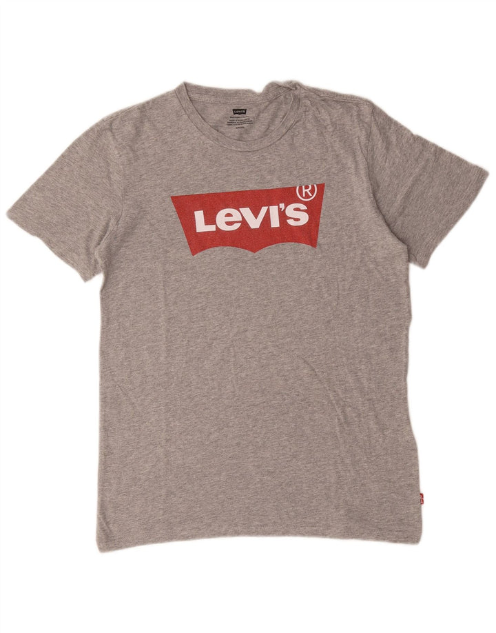 Camiseta gráfica masculina Levi's Top pequeno algodão manchado cinza