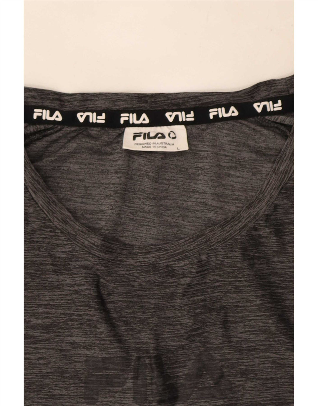 Camiseta masculina Fila grande poliéster manchado cinza