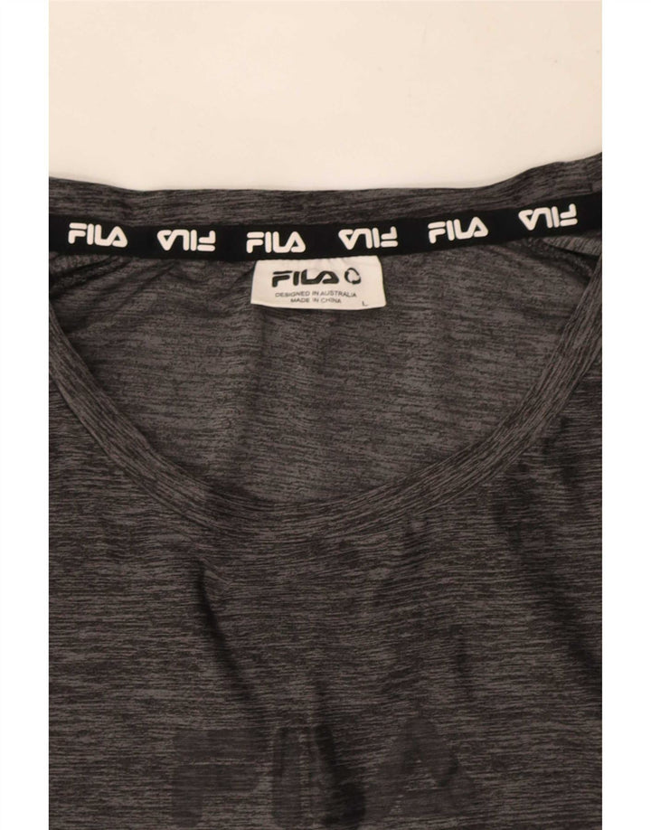 Camiseta masculina Fila grande poliéster manchado cinza