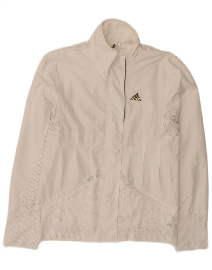Adidas Womens Tracksuit Top Jacket UK 12 Médio Branco Poliéster