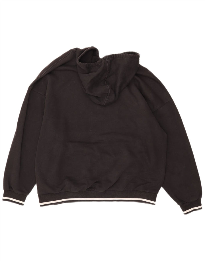 PUMA feminino gráfico moletom com capuz UK 16 grande algodão preto