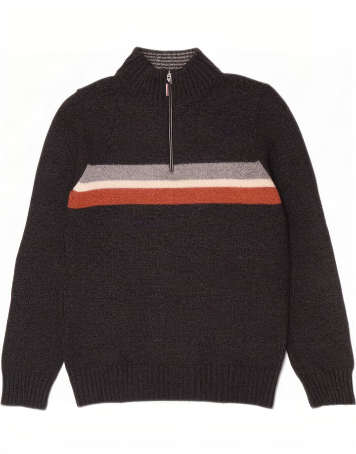 Suéter masculino Marks & Spencer Blue Harbor com zíper e gola pequena cinza