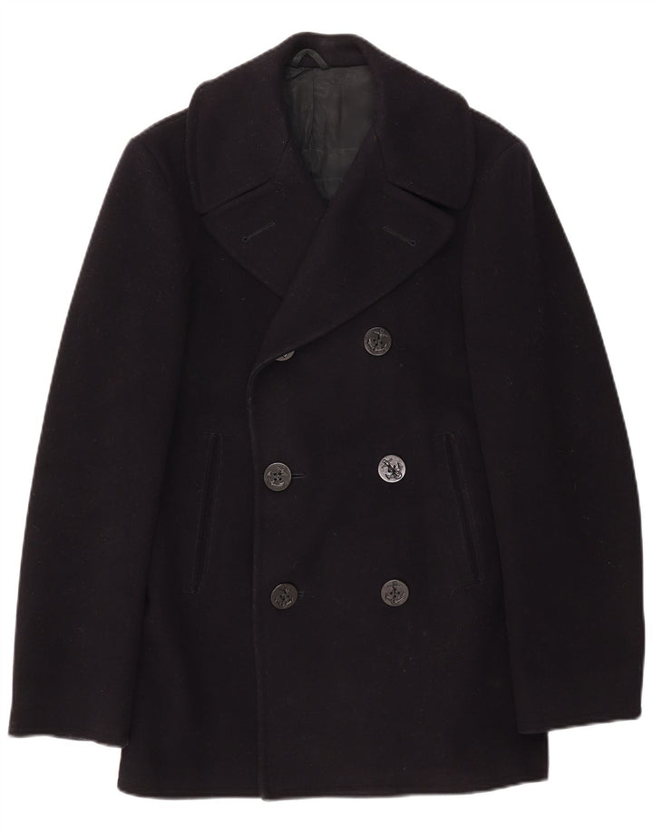 Casaco masculino vintage Pea UK 34 XS lã azul marinho