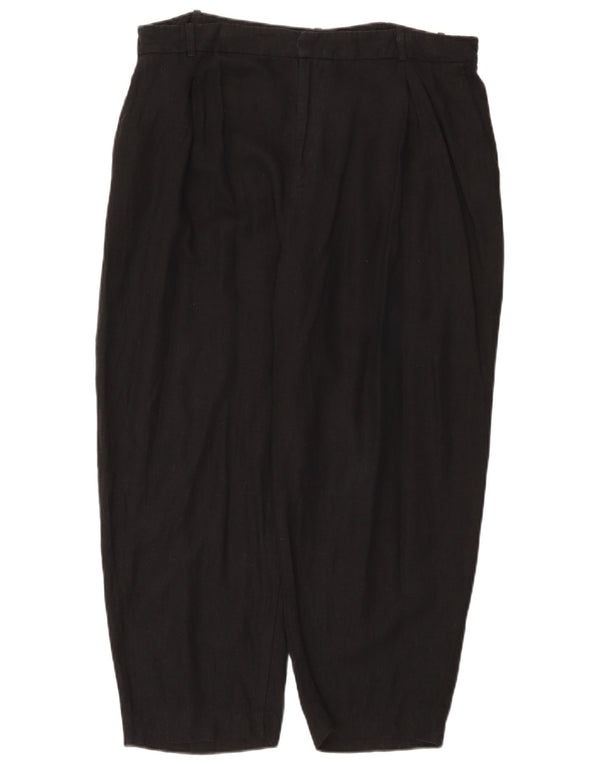 Zara Calça feminina casual de cintura alta solta XL W32 L34 linho preto