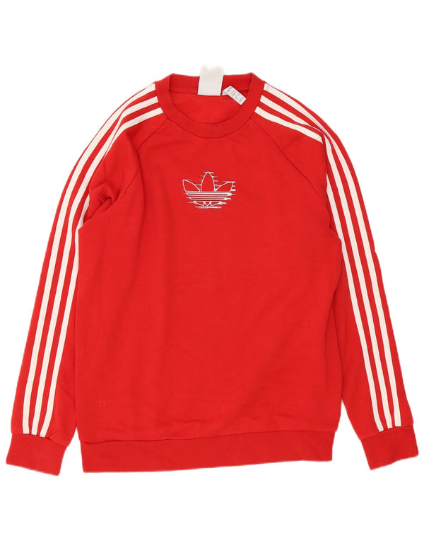 Adidas Mens Graphic Moletom Jumper Pequeno Algodão Vermelho