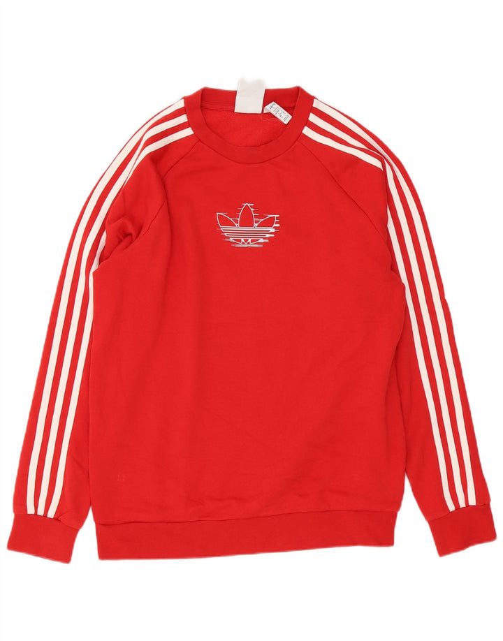 Adidas Mens Graphic Moletom Jumper Pequeno Algodão Vermelho