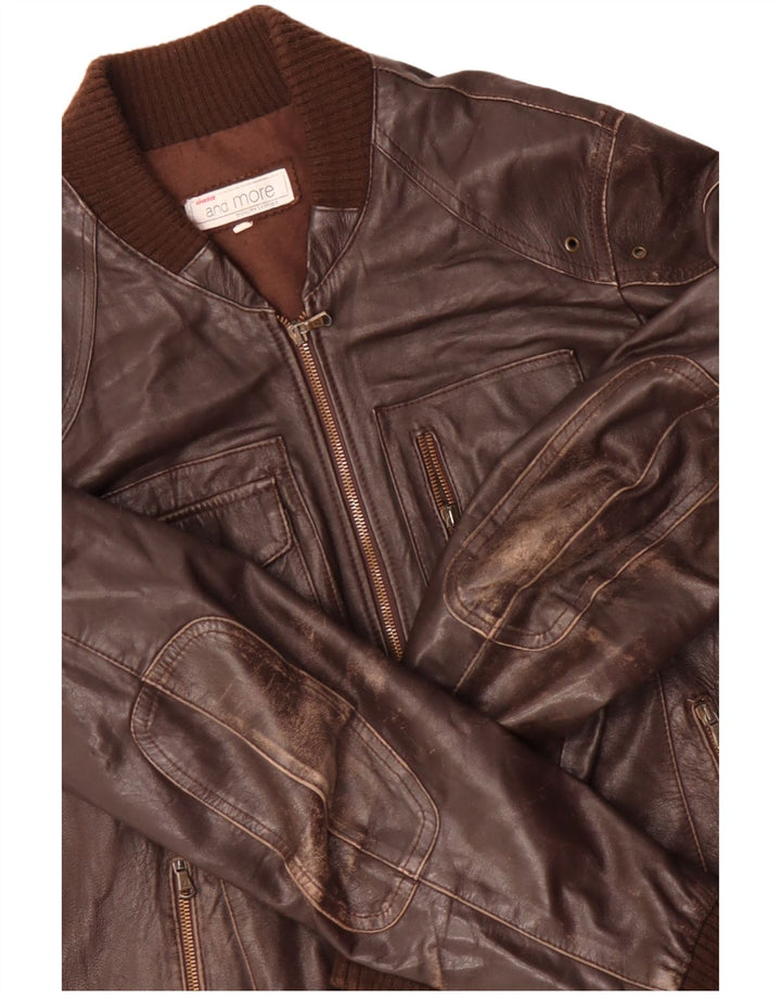 Jaqueta de couro masculina Bata and More UK 38 couro marrom médio