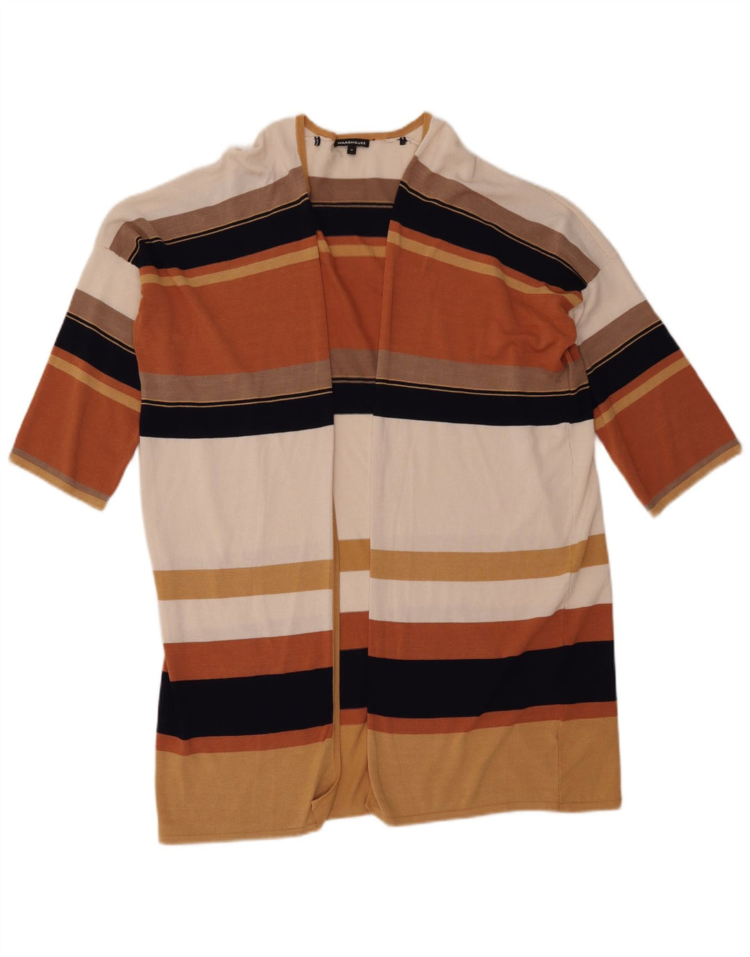 Suéter cardigã feminino com palangre Warehouse Reino Unido 14 viscose bege médio