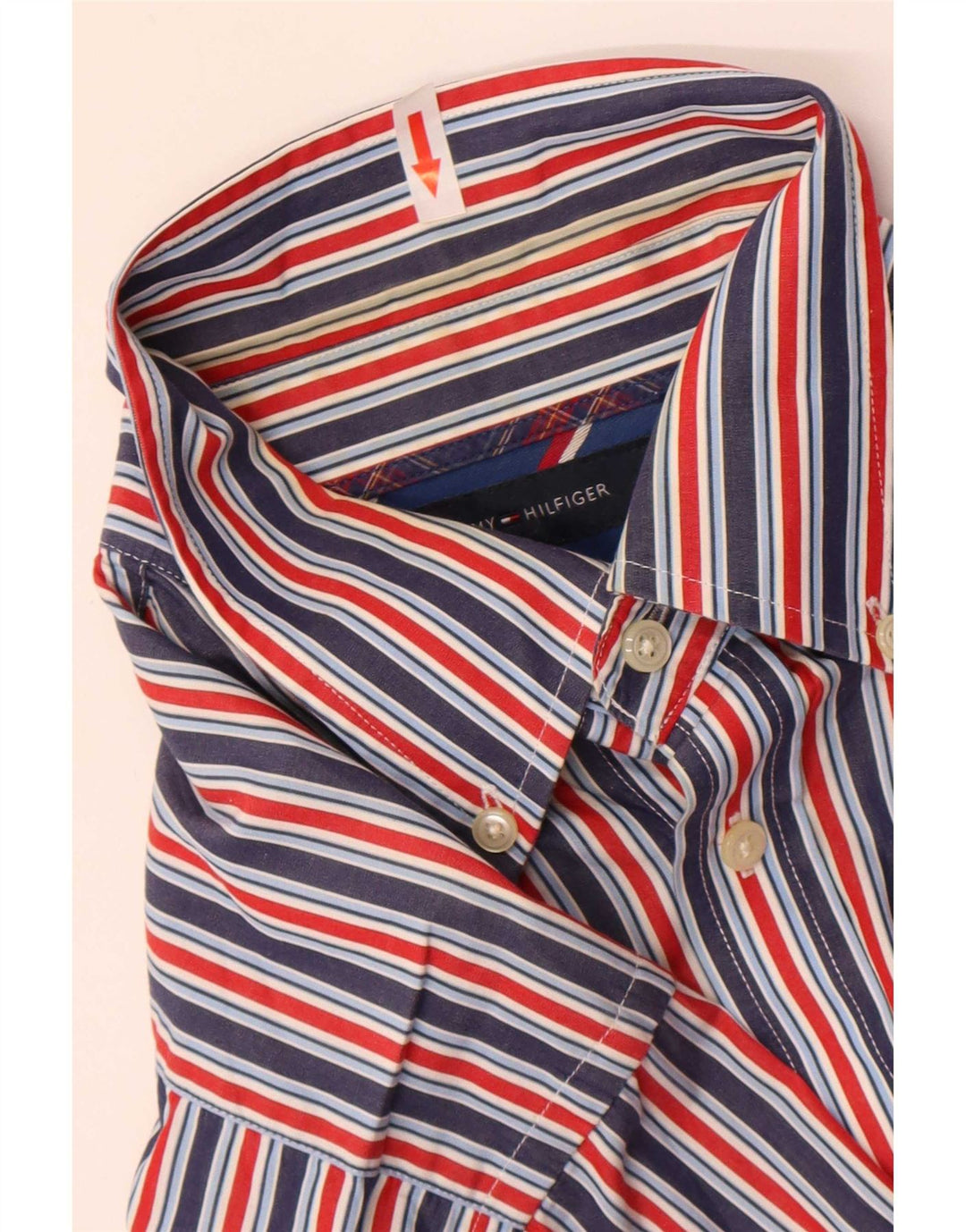 Camisa masculina Tommy Hilfiger média listrada multicolorida de algodão