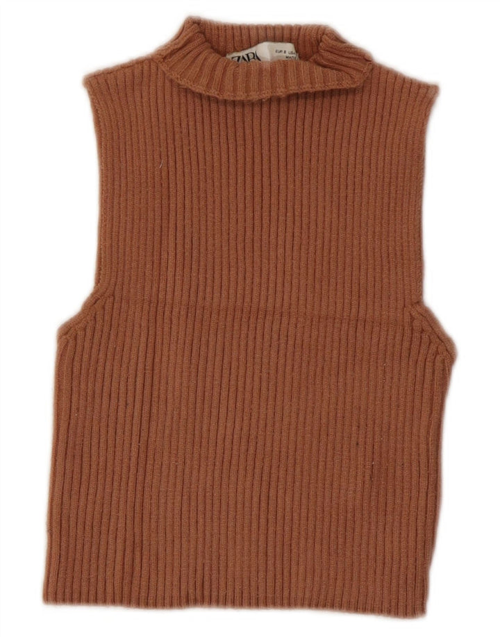 Zara Womens Crop Vest Regata Reino Unido 10 Pequeno Marrom