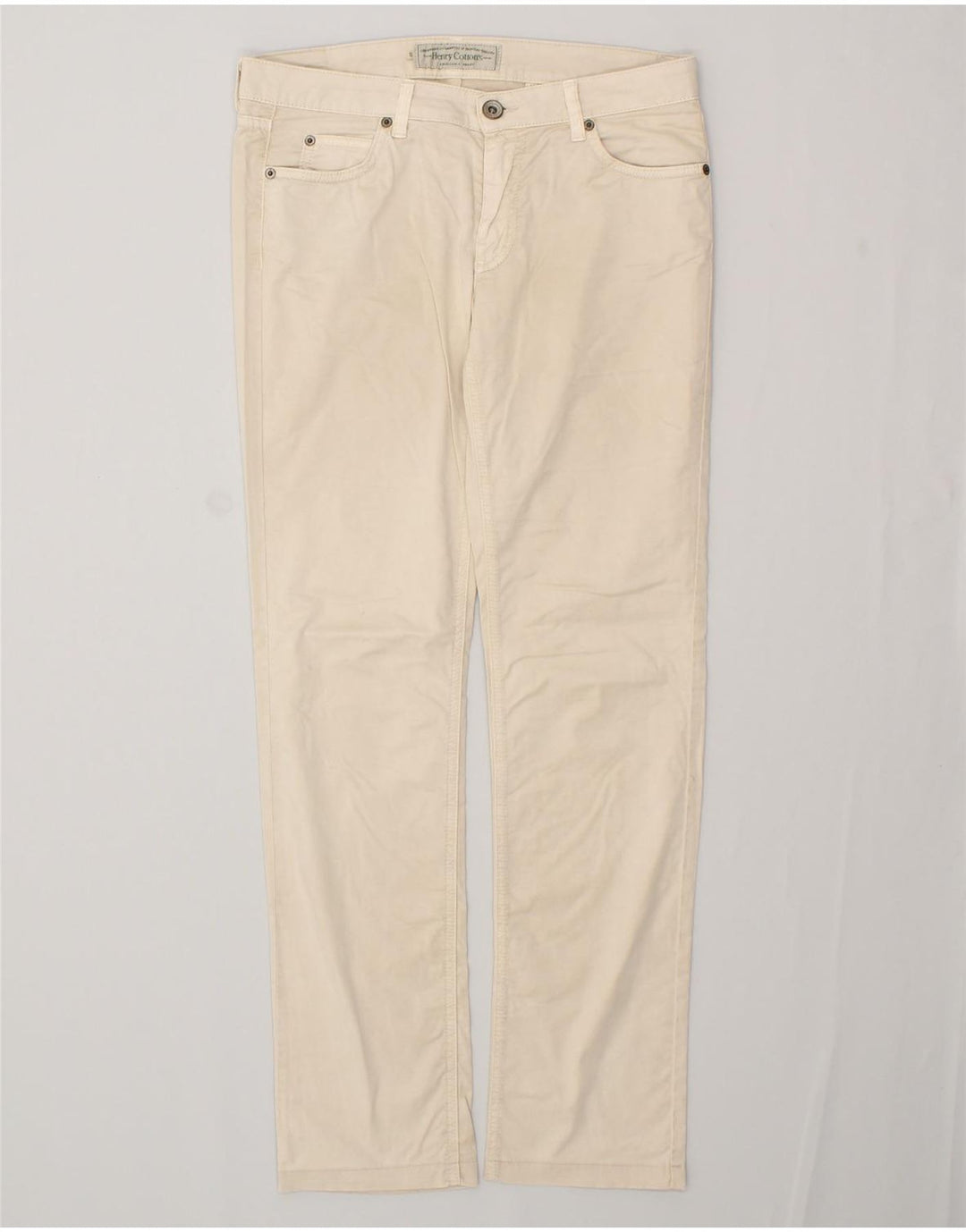 HENRY COTTONS Womens Straight Casual Trousers W29 L30 Off White Cotton | Vintage Henry Cottons | Thrift | Second-Hand Henry Cottons | Used Clothing | Messina Hembry 