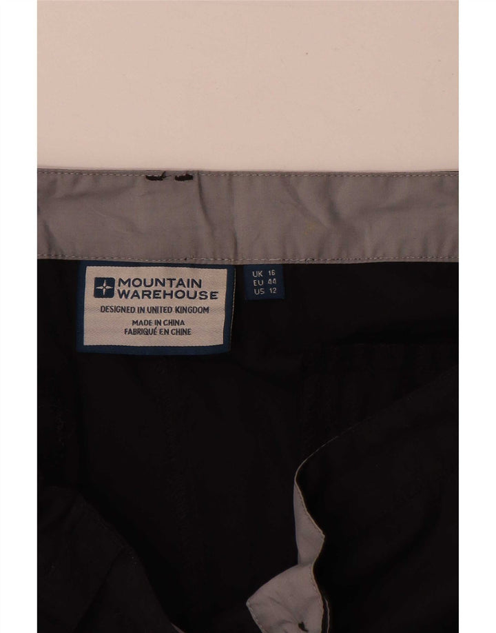 Shorts de carga das mulheres do armazém da montanha poliéster preto W34 grande Reino Unido 16