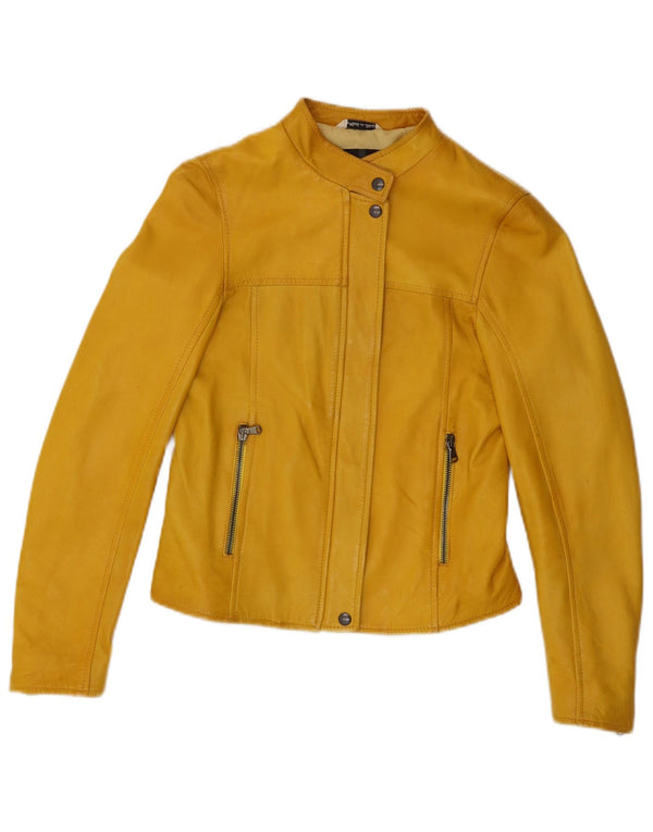 Jaqueta feminina de couro Bayside para motociclistas IT 44 couro amarelo médio