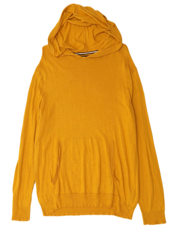 Zara Mens Hoodie Jumper Médio Amarelo