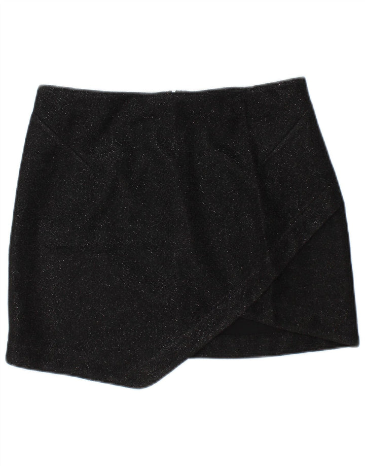 Minissaia feminina TOPSHOP Reino Unido 10 pequena W28 poliéster preto