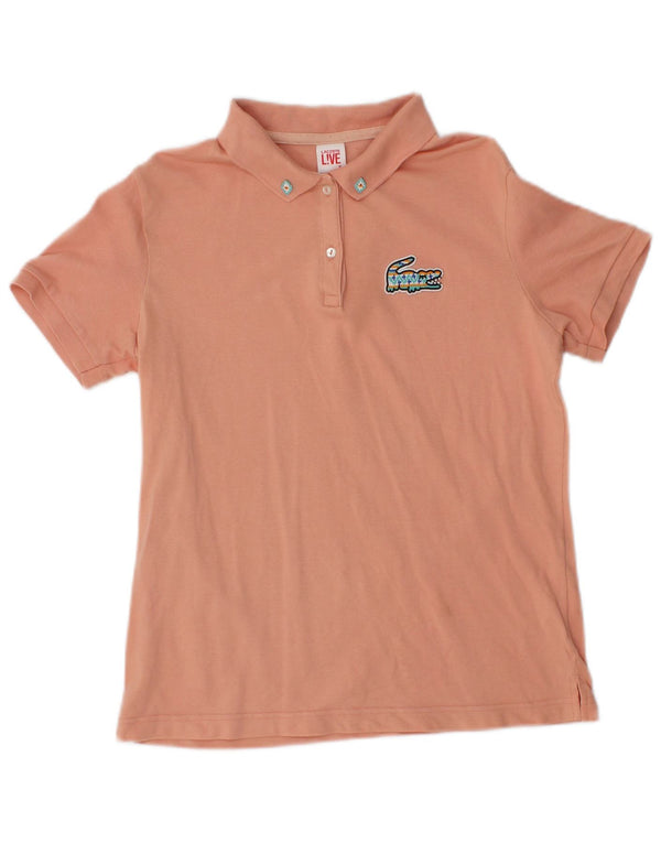 Camisa polo feminina Lacoste UK 12 algodão rosa médio