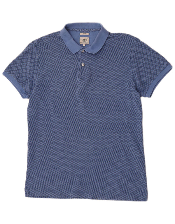 Camisa polo masculina Henry Cottons Slim Fit média azul geométrica