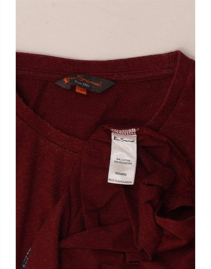 Camiseta masculina Ben Sherman com estampa gráfica grande de algodão vermelho