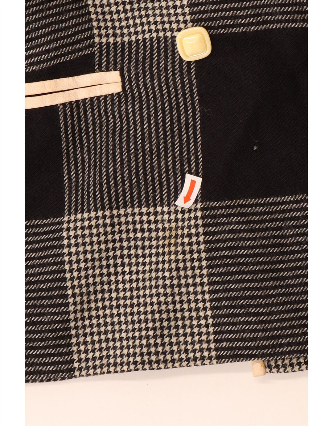 Jaqueta blazer feminina vintage com peito duplo UK 14 médio preto houndstooth