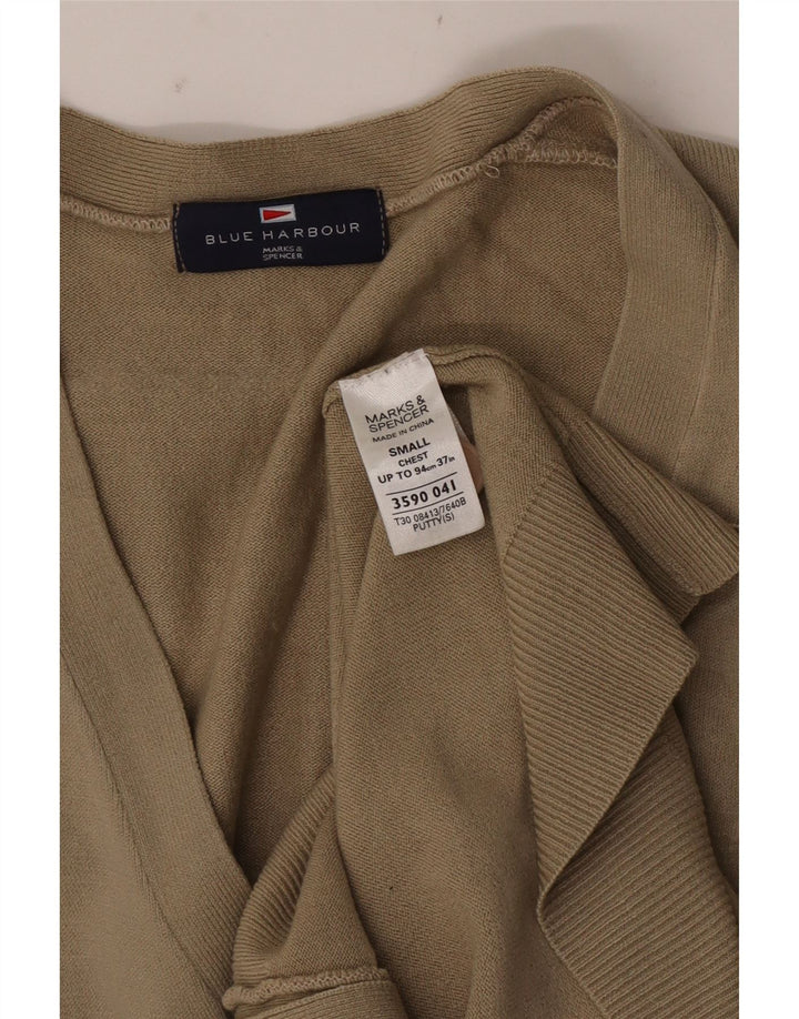 Suéter masculino Marks & Spencer Blue Harbor Cardigan pequeno bege acrílico