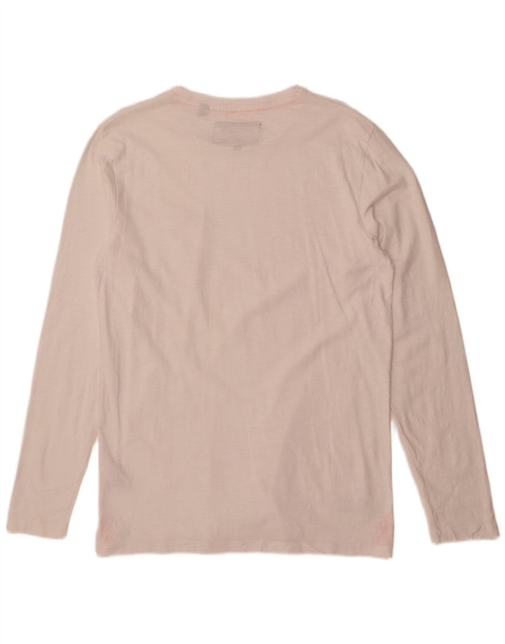 Superdry Mens Top Manga Longa Grande Algodão Branco