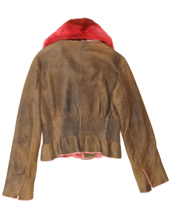 Jaqueta de couro feminina ERMANNO SCERVINO IT 42 couro marrom médio