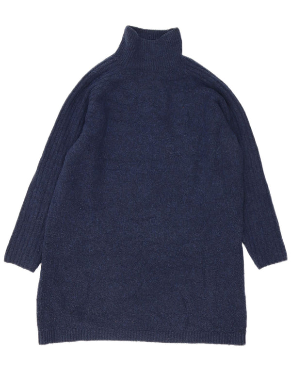 Suéter feminino Marks & Spencer Longline com gola redonda Reino Unido 10 pequeno azul marinho B