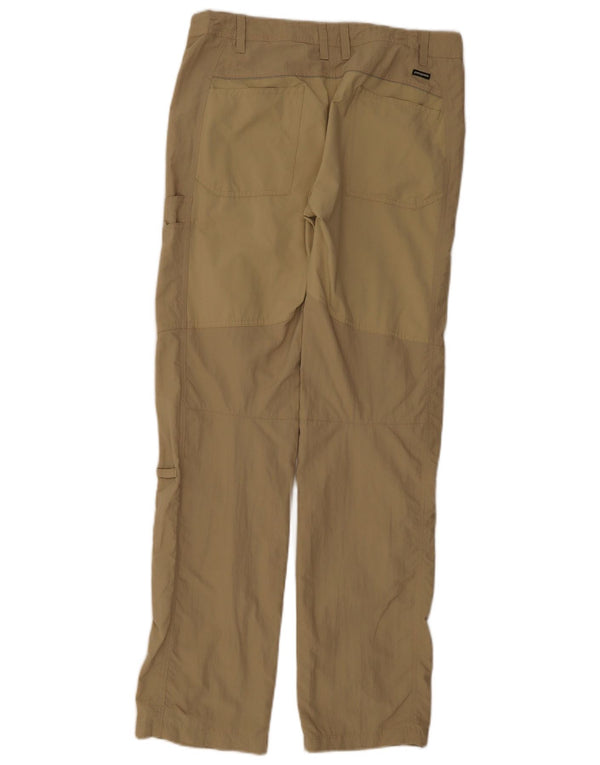 Calça feminina reta casual Patagonia US 6 médio W31 L32 cáqui nylon