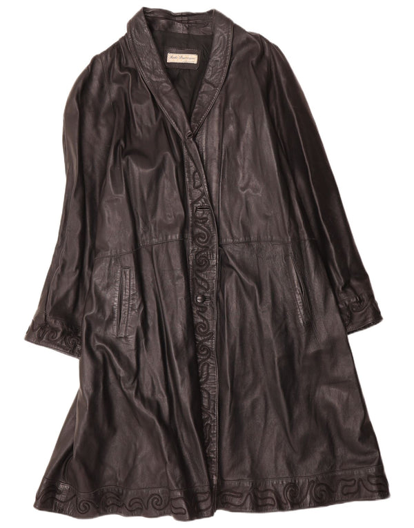 Casaco de couro feminino vintage IT 50 XL Preto