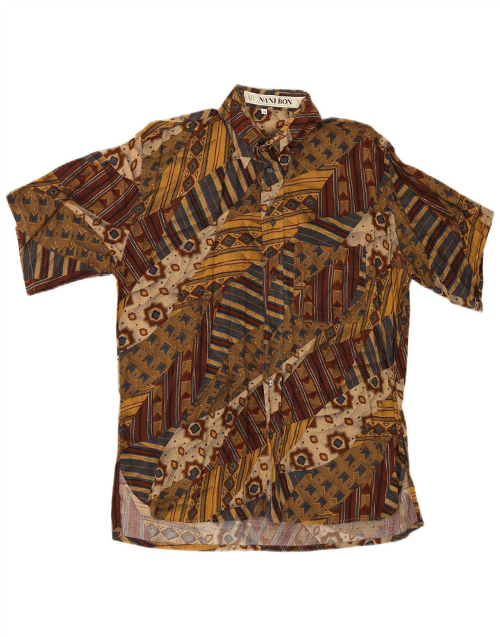 Camisa masculina de manga curta NANI BON tamanho 39 médio multicolorido geométrico