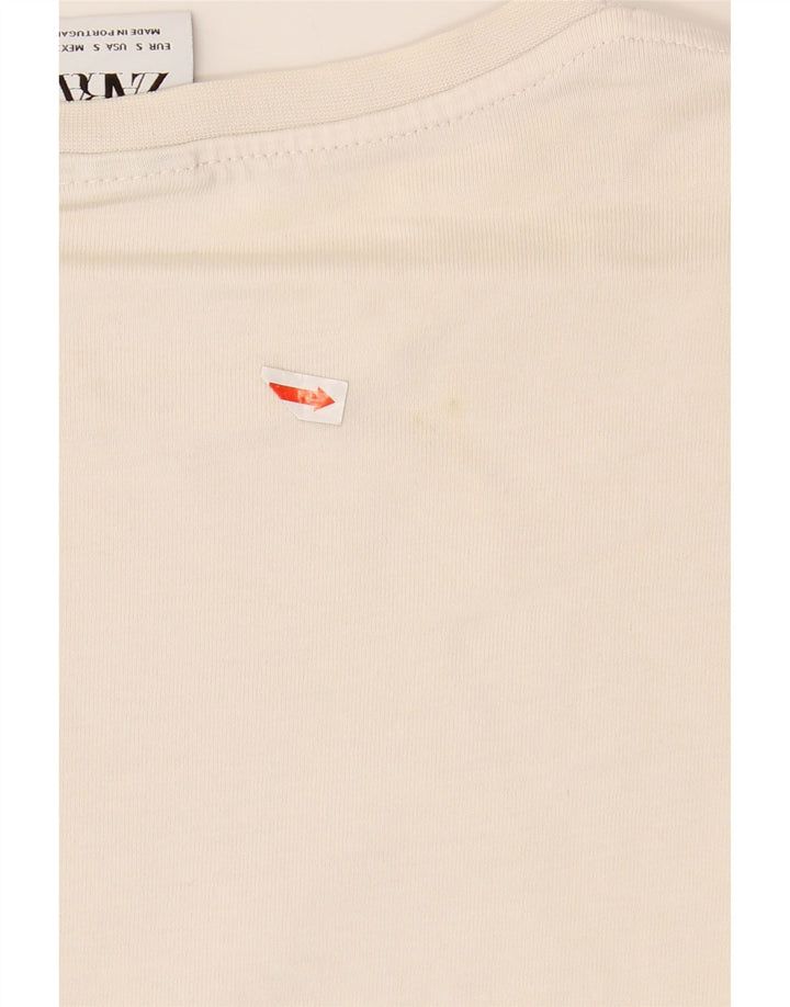 Top gráfico masculino ZARA manga comprida pequeno algodão branco