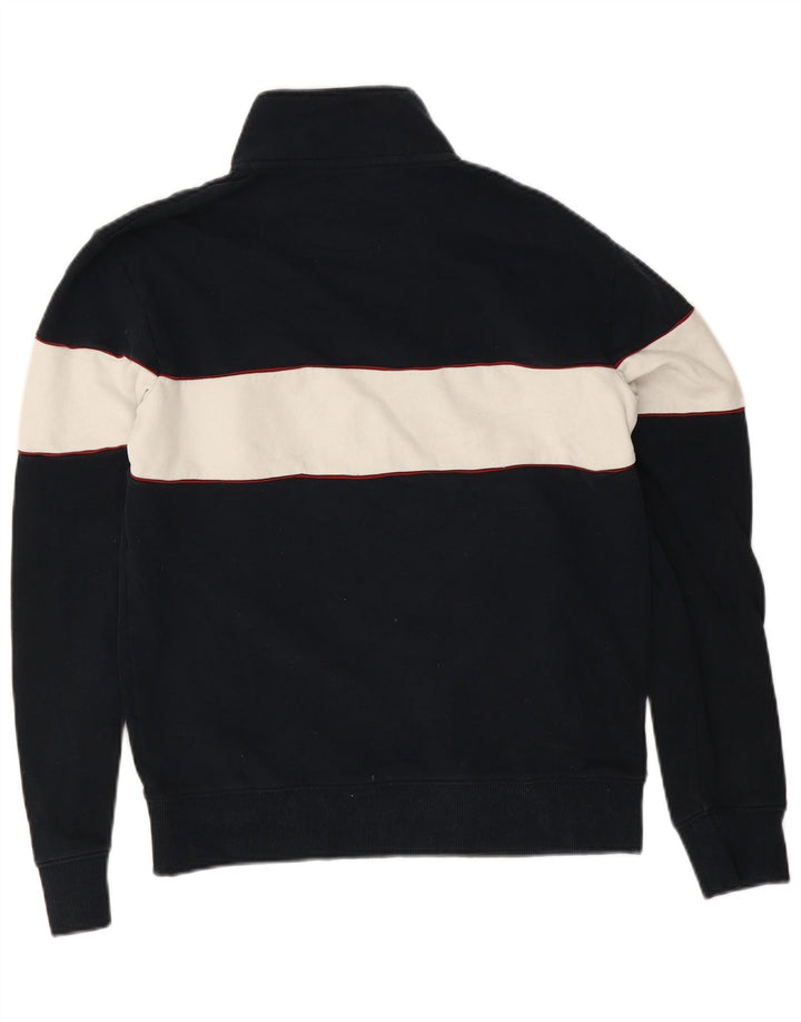 Suéter masculino Marks & Spencer com zíper e gola em bloco colorido azul marinho