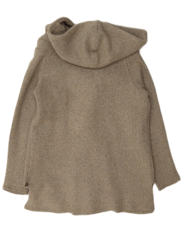 Suéter cardigã feminino aberto com capuz Massimo Dutti Reino Unido 14 grande bege