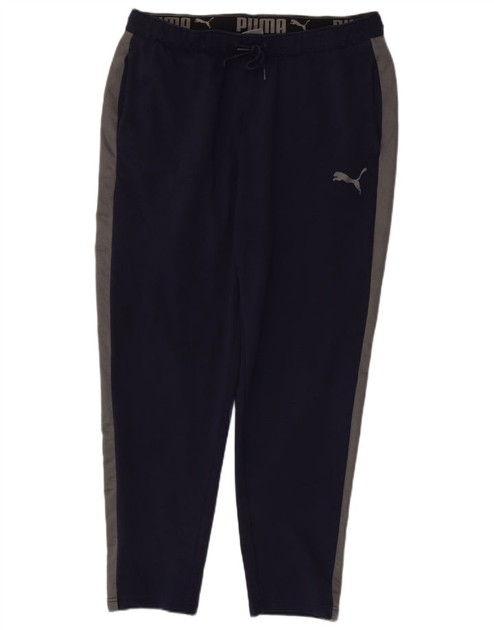 Calça de treino masculina PUMA grande bloco colorido azul marinho