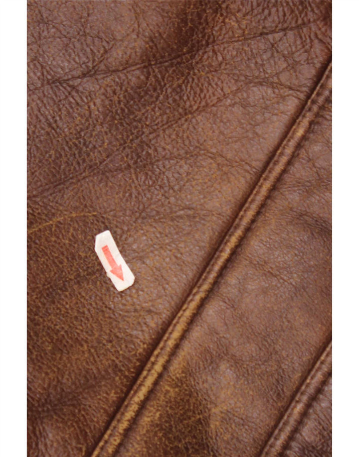 Jaqueta masculina vintage de shearling IT 52 XL marrom shearling