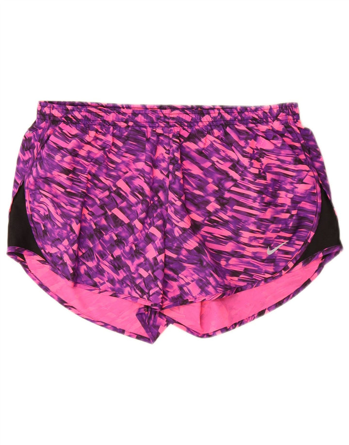 Shorts esportivos femininos Nike Dri Fit UK 14 médio roxo colorblock poliéster